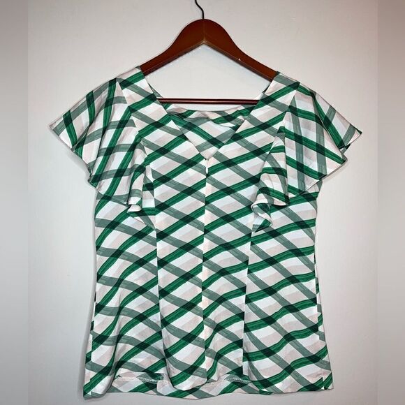 BANANA REPUBLIC Butterfly Sleeve Geometric Print Top Size 4P - Picture 7 of 11